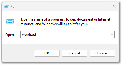 wordpad run command